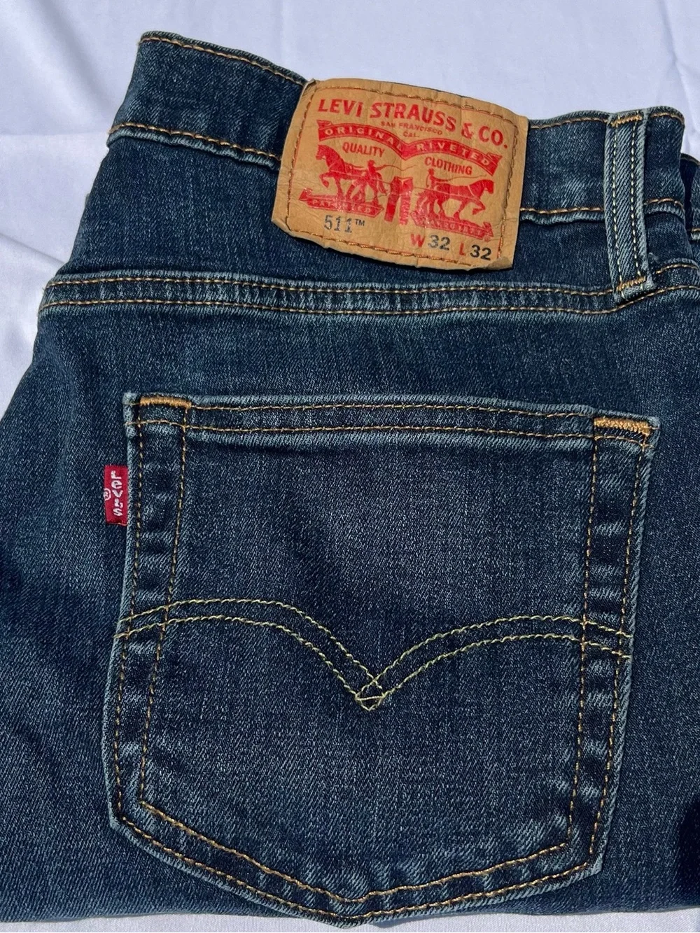 Levis 511 Jeans Mens 32x32 Blue Slim Straight Dark Wash Stretch Denim Workwear